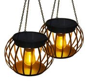Solar Outdoor Lights Upgraded Hanging Solar Lantern Metal Solar Lights Outdoor Waterproof Lanterns Decorative Outdoor Lights Solar Powered Tree Lantern for Garden Yard Patio Pathway, 2 Pack