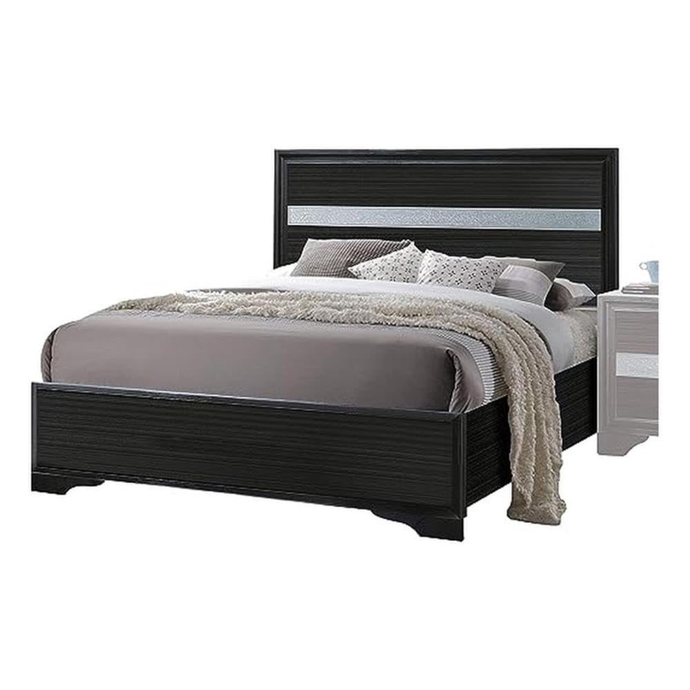 Twin Panel Wood Bed in Black