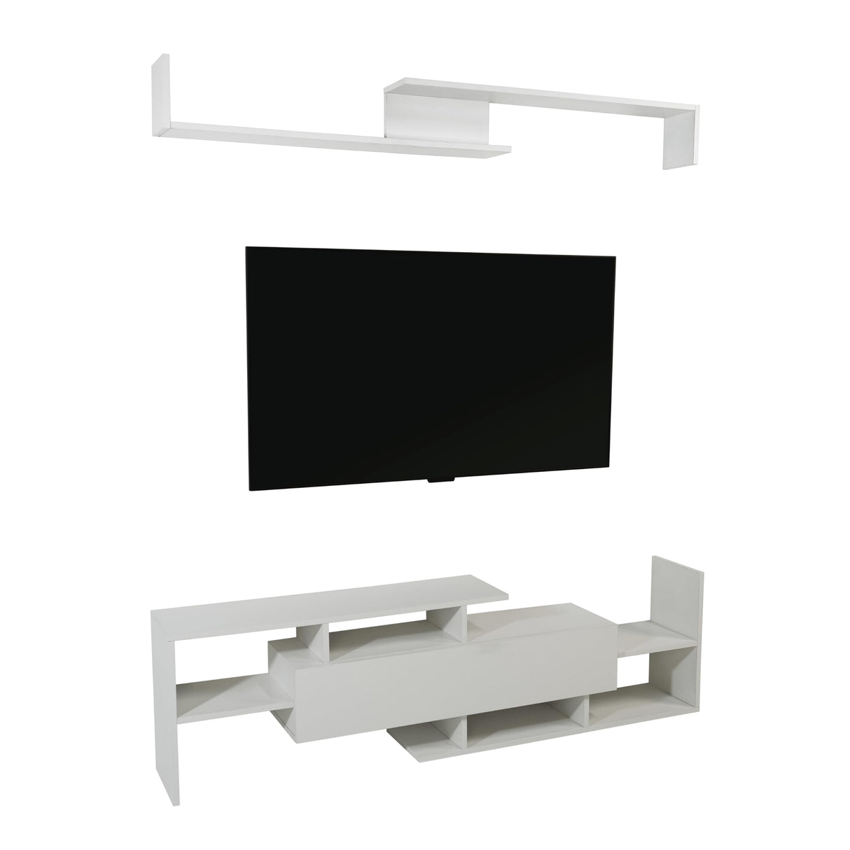 Surrey Mid-Century Modern TV Stand with MDF Shelves and Bookcase for Living Room
