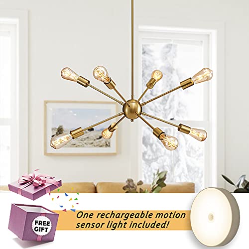 8-Light Sputnik Chandelier – Height Adjustable – Contemporary Modern Sputnik