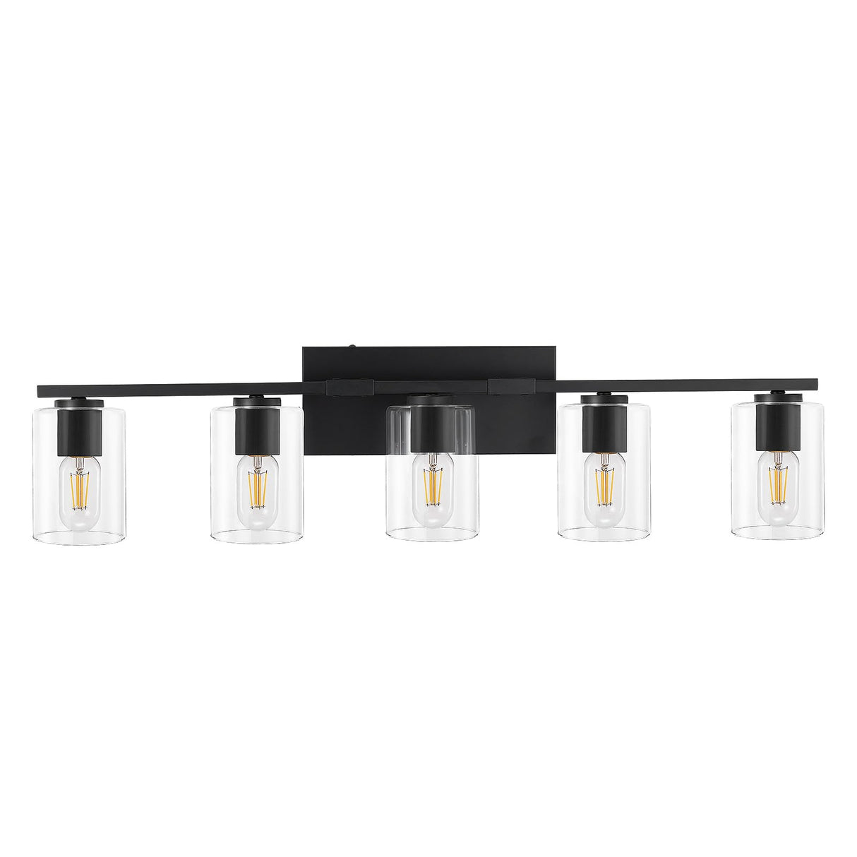 5 Light Vanity Light Fixture - Bathroom Vanity Lights Above Mirror - Matte Black