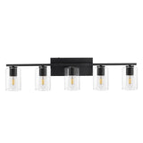 5 Light Vanity Light Fixture - Bathroom Vanity Lights Above Mirror - Matte Black