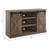 2-Door TV Stand with Cable Management Holes in Oak