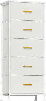 Dresser for Bedroom with 5 Drawers, White Dresser for Closet, Living Room