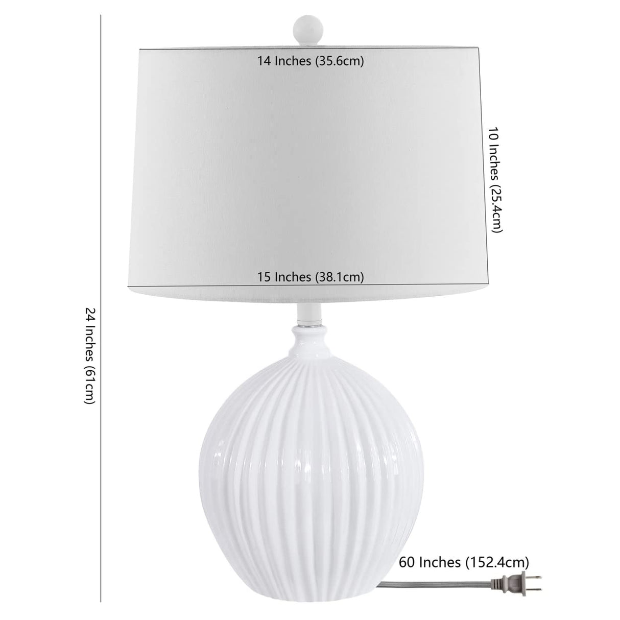 Lighting Collection Papen White Orb 23-inch Table Lamp (LED Bulb Included)