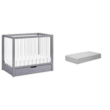 Colby 4-in-1 Convertible Mini Crib with Trundle in Grey and White