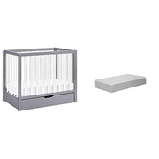 Colby 4-in-1 Convertible Mini Crib with Trundle in Grey and White