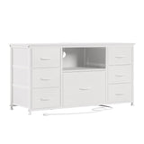 7 Drawers TV Stands, Drawer Dressers with Open Shelf and LED Lights for Bed Room -