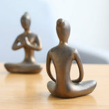 Lot of 4 Meditation Yoga Pose Statue Figurine Ceramic Yoga Figure Set Decor - Patina Gold