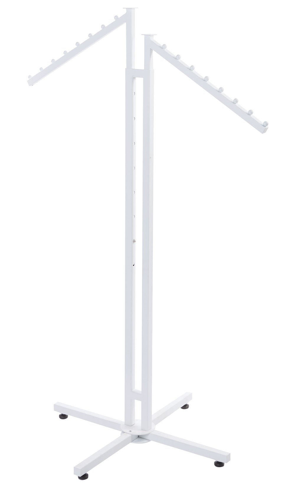 White 2-Way Clothing Display Rack - Sleek Retail Clothing Rack with Slant Arms