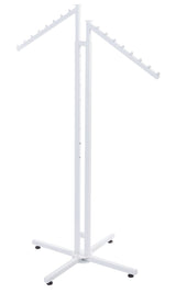 White 2-Way Clothing Display Rack - Sleek Retail Clothing Rack with Slant Arms