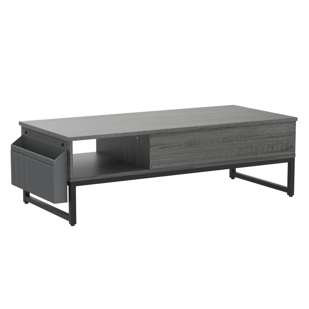 Lift Top Coffee Table with Storage, Wood Lifting Top Central Table Metal Frame