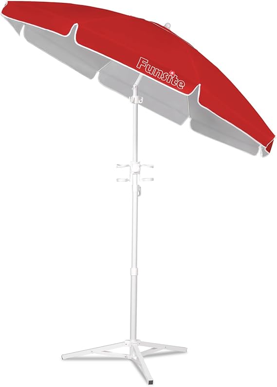 6.5ft Portable Beach Umbrellas for Sand, UV 50+ Beach Umbrella with Heavy Duty Anchor,