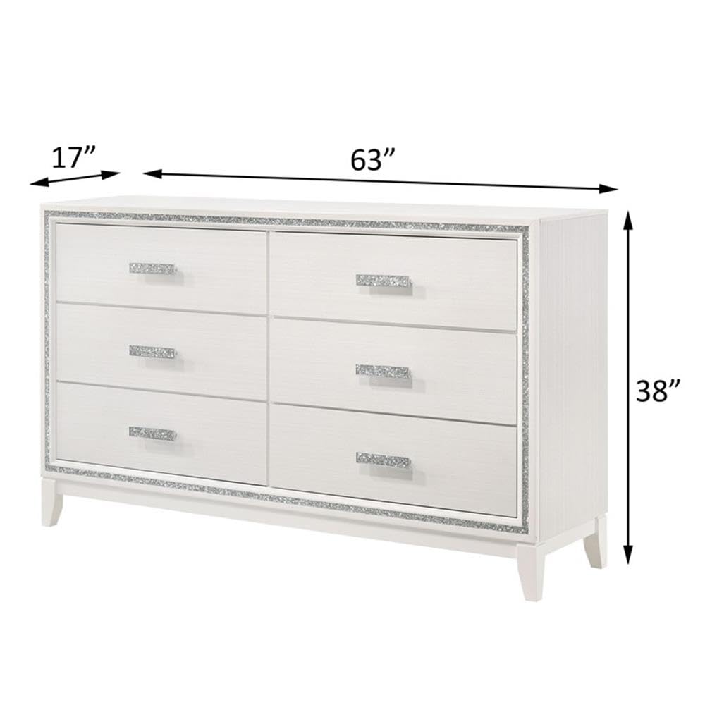 Haiden Rectangular Wood 6-Drawer Bedroom Dresser in White