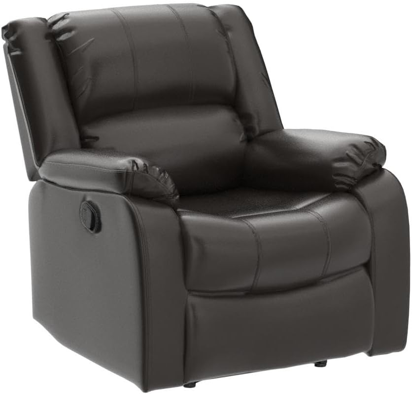 CloudNest Bonded Leather Recliner Chair – Plush Cushion, Pull Ring Recline
