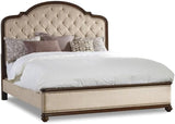 Leesburg Tufted Fabric Upholstered King Bed in Mahogany