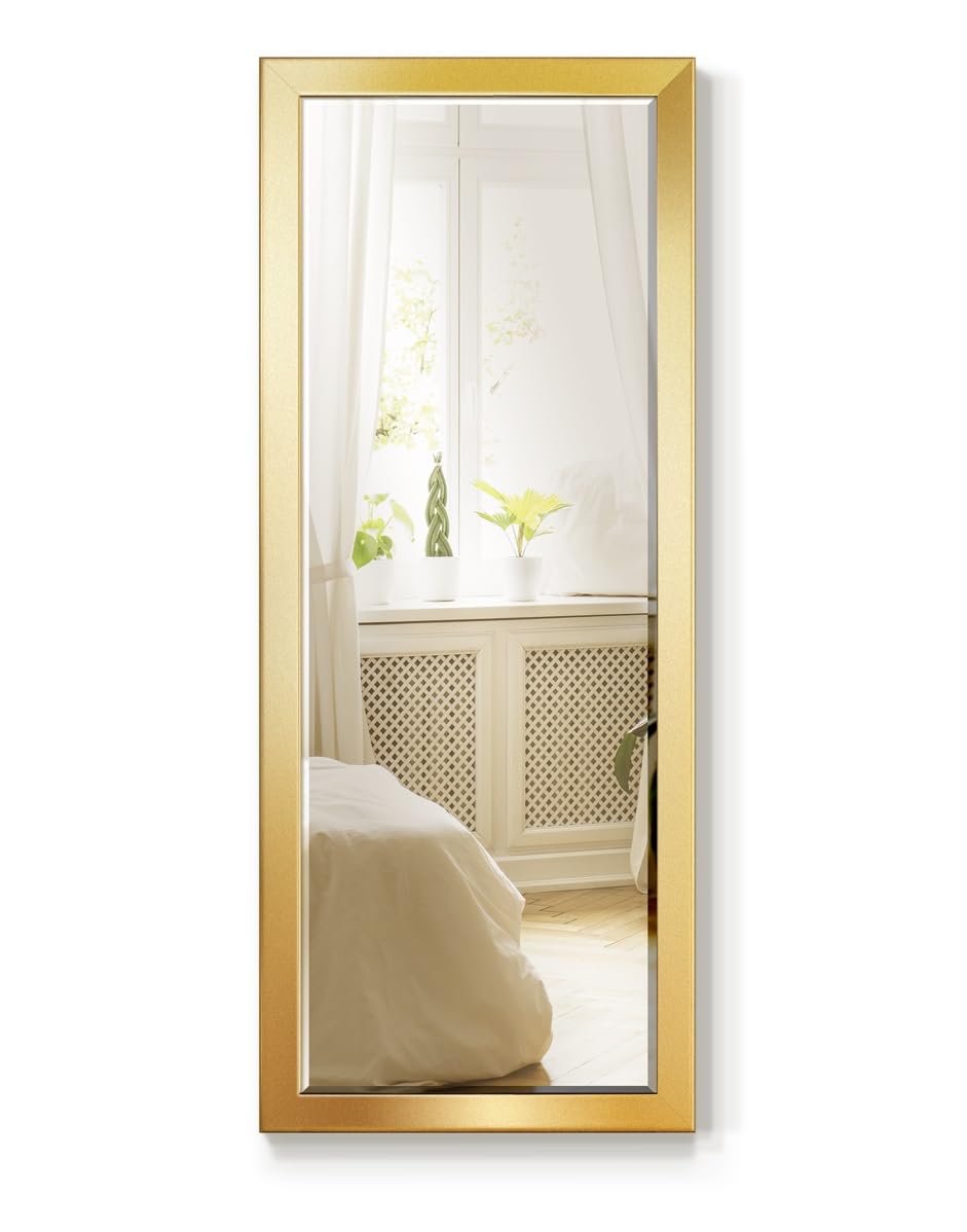 Gallery Full Length Mirror Shiny Gold Wood Frame Full Body Wall Mounted Apartment