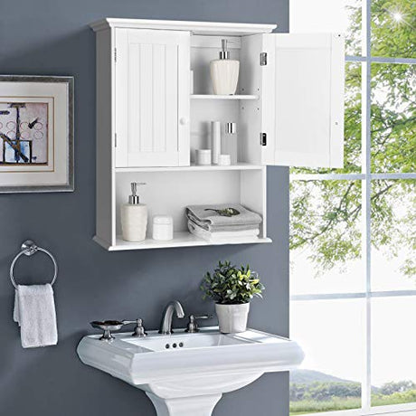 Wall Mount Bathroom Cabinet, Medicine Cabinet with Open Storage Shelf