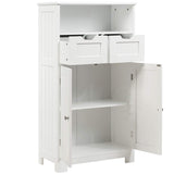 Bathroom Floor Cabinet, Storage Cabinet w/Open Shelf, 2 Doors & 2 Adjustable Drawers,