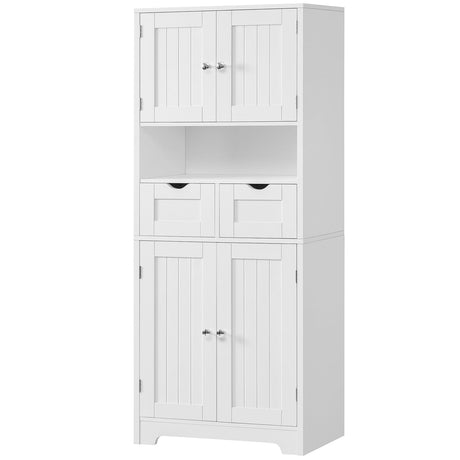 Tall Storage Cabinet, Bathroom Cabinet with Adjustblae Shelves & 2 Drawers, Bathroom