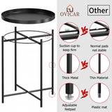 Metal Tray End Table, Round Accent Coffee Side Table