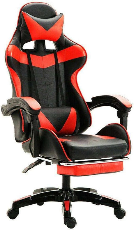 JHUS Red Gaming Chair with Footrest Office Racing Style Computer Swivel Desk Chair high Chair