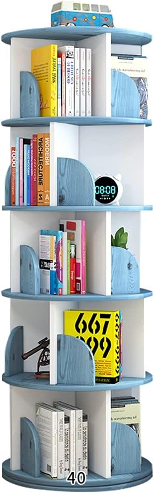 360° Rotating Bookshelf, Small Spaces Height Adjustable Bookshelf, Children's Bookcase,