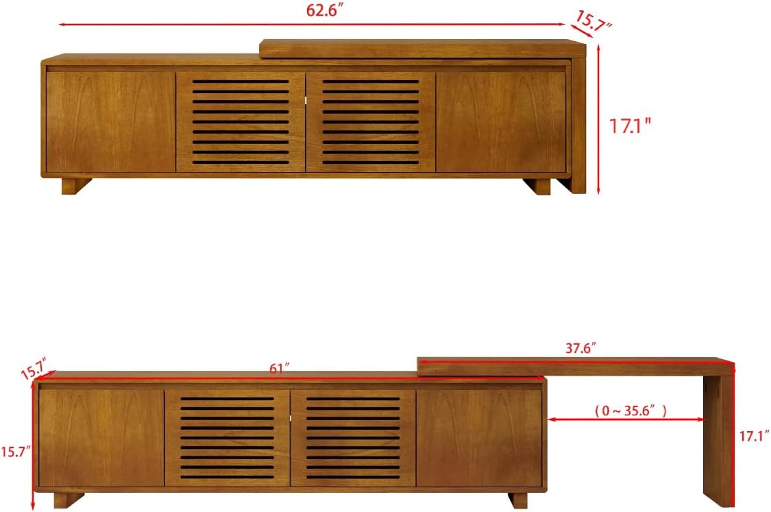 LKTART Modern Extendable TV Stand, Entertainment Center with Storage, Media Console for Living Room/Bedroom (Extendable: 63”W-96”W)