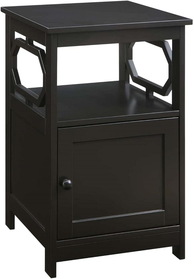 Omega End Table with Cabinet, White