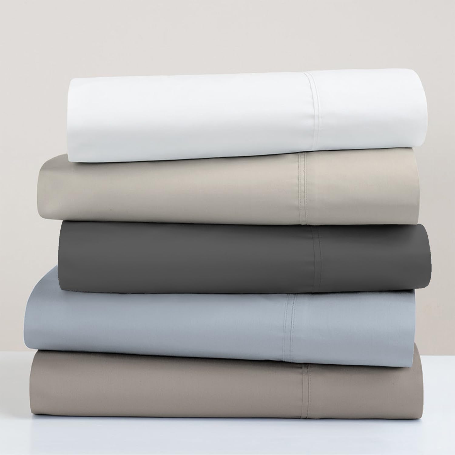 500TC 100% Tencel Lyocell Snow Sheets Set for Queen Size Bed, Ultra Soft & Silky Fall