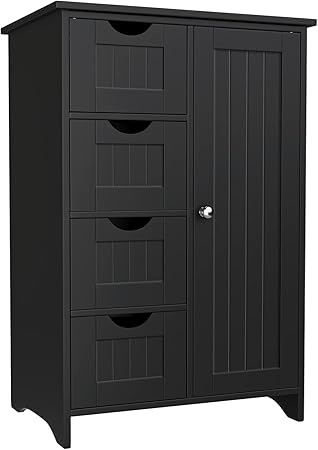 Bathroom Storage Cabinet, Side Free Standing Organizer with Large Space and Adjustable