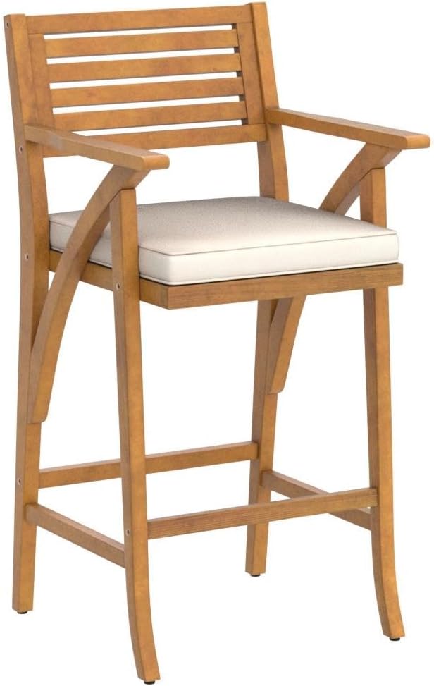 Set of 2 Outdoor Acacia Wood Bar Stools Bar Chairs for Patio, Pool