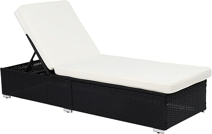 Adjustable Backrest Outdoor Patio Wicker Rattan Lounge Chairs,Beach Poolside Chair
