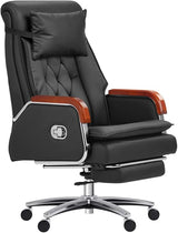 Cameron Massage Chair Genuine Leather Managerial Executive Office Chair Ergonomic