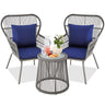 3-Piece Patio Conversation Bistro Set, Outdoor All-Weather Wicker Furniture for Porch