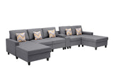 Nolan Gray Linen Fabric 6Pc Double Chaise Sectional Sofa