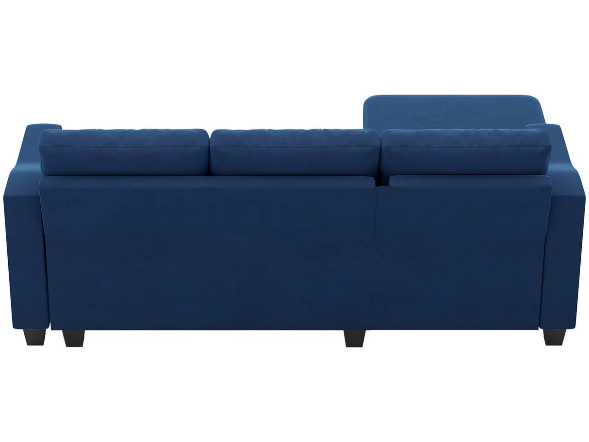 Velvet Sectional Couch with Storage, L Shaped Sofa with Chaise for Small Space, Blue