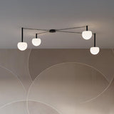 4-Light Black Glass Semi-Flush Ceiling Light
