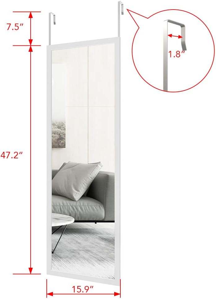 48" x 16" Over The Door Mirror Full Length Mirror Door Mirror Wall Mirror Hanging with