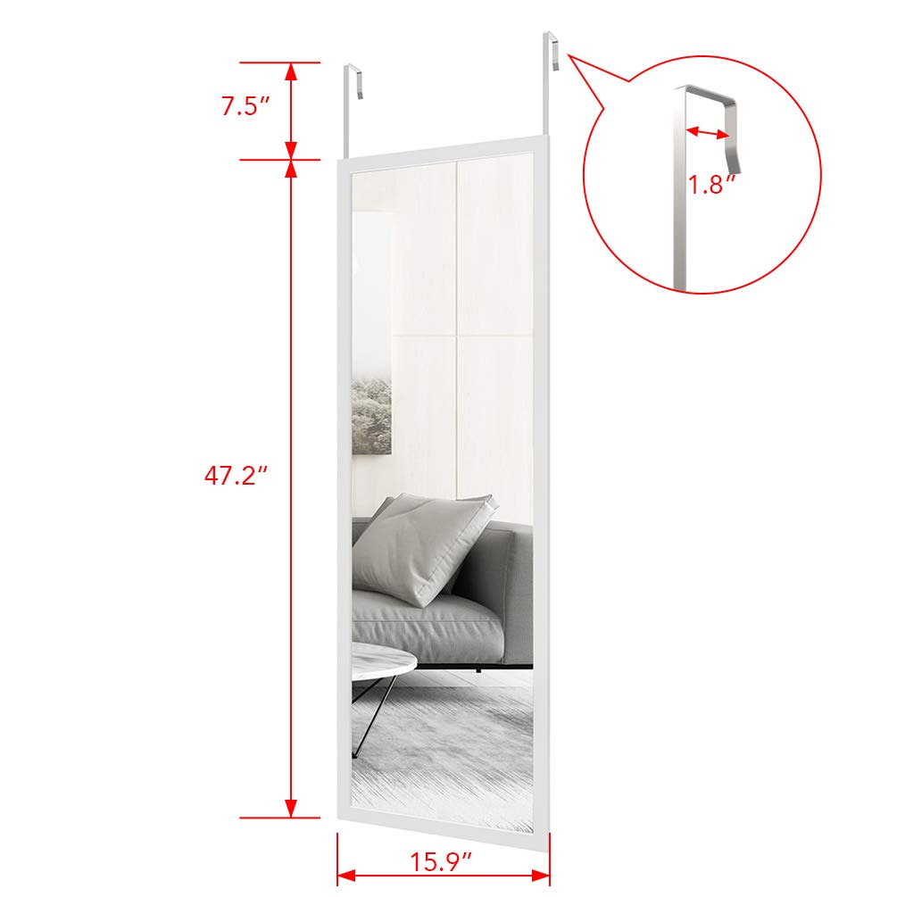 48" x 16" Over The Door Mirror Full Length Mirror Door Mirror Wall Mirror Hanging with