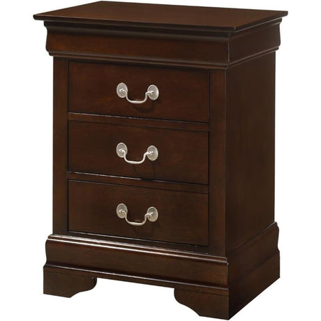 Louis Phillipe 3 Drawer Nightstand in Cappuccino