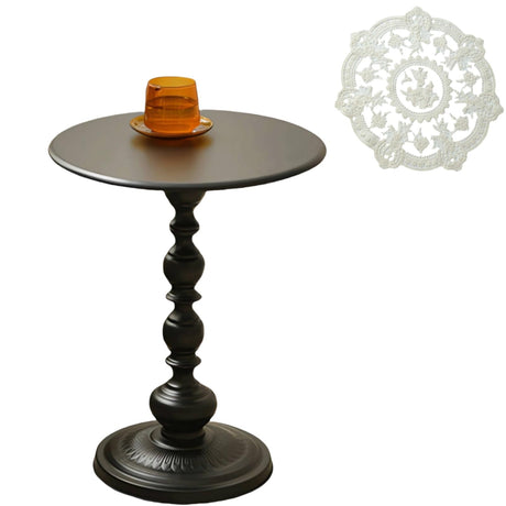 OINKSAAK,Round Side Table，Accent Table，Small end Table，Living Room Tables，Drink Table，Outdoor Side Table，Bistro Table，Metal Circle Antique Pedestal Round Table - Bircata