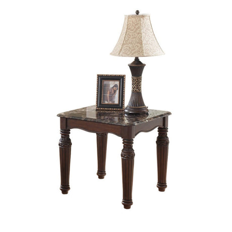 Traditional Style Wooden Table Set with Turned Legs and Faux Marble Top, Pack of Three