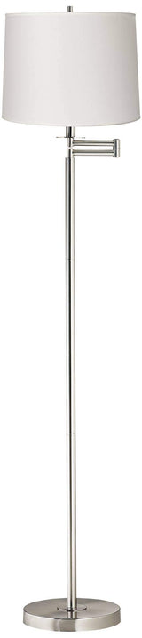 Modern Swing Arm Floor Lamp Standing 60 1/2" Tall Brushed Nickel Silver Adjustable