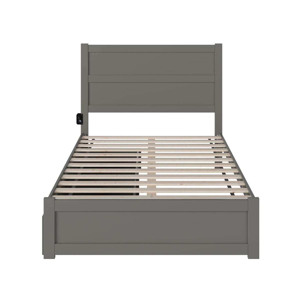 NoHo Full Size Platform Bed with Footboard & Storage Drawers in Grey