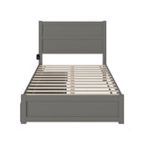 NoHo Full Size Platform Bed with Footboard & Storage Drawers in Grey