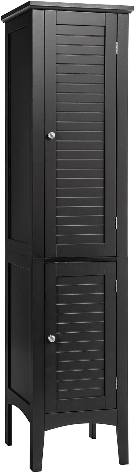 Tall Bathroom Storage Cabinet, 5-Tier Wooden Freestanding Tower Cabinet