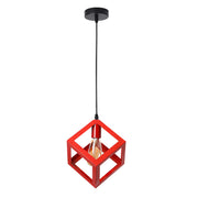 Retro Cage Pendant Light Industrial Cube Metal Pendant Lights Accessory Ceiling E27