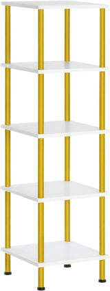 6-Tier Corner Shelf, Corner Square Rack Display Shelf, Tall Storage Rack Plant Stand, Corner Bookcase for Small Spaces, Living Room, Home Office, Kitchen, Rustic Brown and Black BF55CJ01