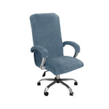 Velvet Plush Stretch Computer Office Chair Cover with Armrest,Solid Color Spandex Slipcover Protective,Removable Stretchable Universal Desk Chair Covers Rotating Chair (NOT Chair),Gray Blue,XL